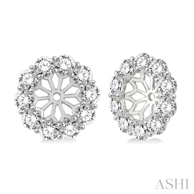 1 Ctw Round Cut Diamond Earrings Jacket in 14K White Gold