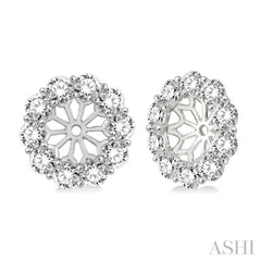 1 Ctw Round Cut Diamond Earrings Jacket in 14K White Gold