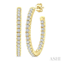 3/4 Ctw French Pave Set Round Cut Diamond Fashion Half Hoop Earrings in 14K Yellow Gold