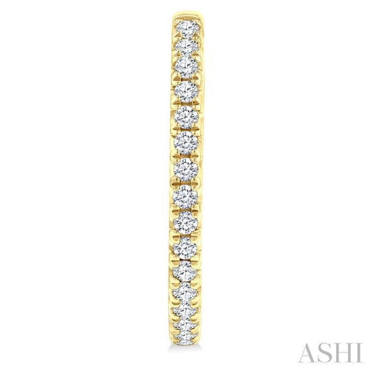 3/4 Ctw French Pave Set Round Cut Diamond Fashion Half Hoop Earrings in 14K Yellow Gold
