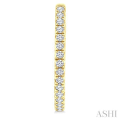 3/4 Ctw French Pave Set Round Cut Diamond Fashion Half Hoop Earrings in 14K Yellow Gold