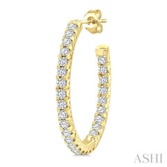 3/4 Ctw French Pave Set Round Cut Diamond Fashion Half Hoop Earrings in 14K Yellow Gold
