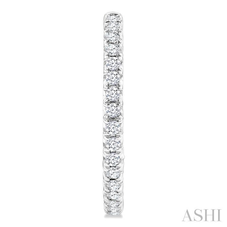 1/2 Ctw French Pave Set Round Cut Diamond Fashion Half Hoop Earrings in 14K White Gold