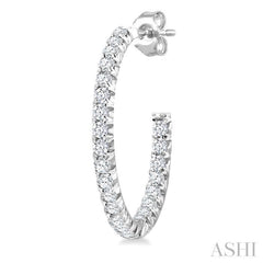 1/2 Ctw French Pave Set Round Cut Diamond Fashion Half Hoop Earrings in 14K White Gold
