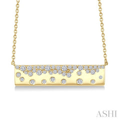 1/3 Ctw Round cut Diamond Horizontal Mosaic Bar Necklace in 10K Yellow Gold