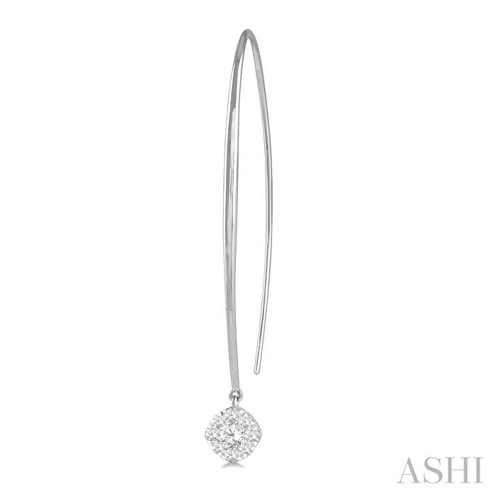 1/3 Ctw Cushion Shape Lovebright Round Cut Diamond Earrings in 14K White Gold