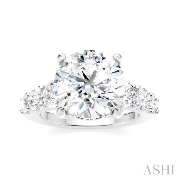 1 1/5 Ctw Round Shape Round Cut Diamond Semi-Mount Engagement Ring in 14K White Gold