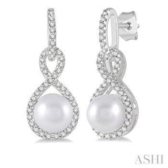 10K 0.25Ct 6mm/Pearl Fashion Earrings