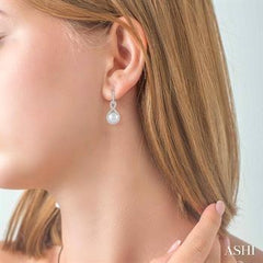 10K 0.25Ct 6mm/Pearl Fashion Earrings