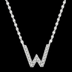 10K 0.06ct Diamond Initial-W Necklace