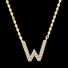 10K 0.06ct Diamond Initial-W Necklace