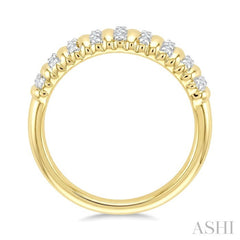 1/5 Ctw Ribbed Dome Shape Round Cut Diamond Pirouette Fashion Ring in 10K Yellow Gold