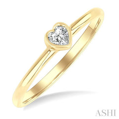 1/6 Ctw Petite Bezel Set Heart Shape Diamond Fashion Ring in 10K Yellow Gold