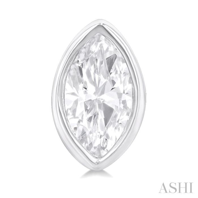1/5 ctw Petite Bezel Set Marquise Cut Diamond Fashion Stud Earring in 10K White Gold