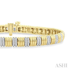 3/4 Ctw Ribbed Round Cut Diamond Pirouette Fashion Bracelet in 10K Yellow Gold