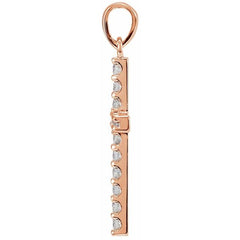 14K Rose 3/4 CTW Lab-Grown Diamond Cross Pendant