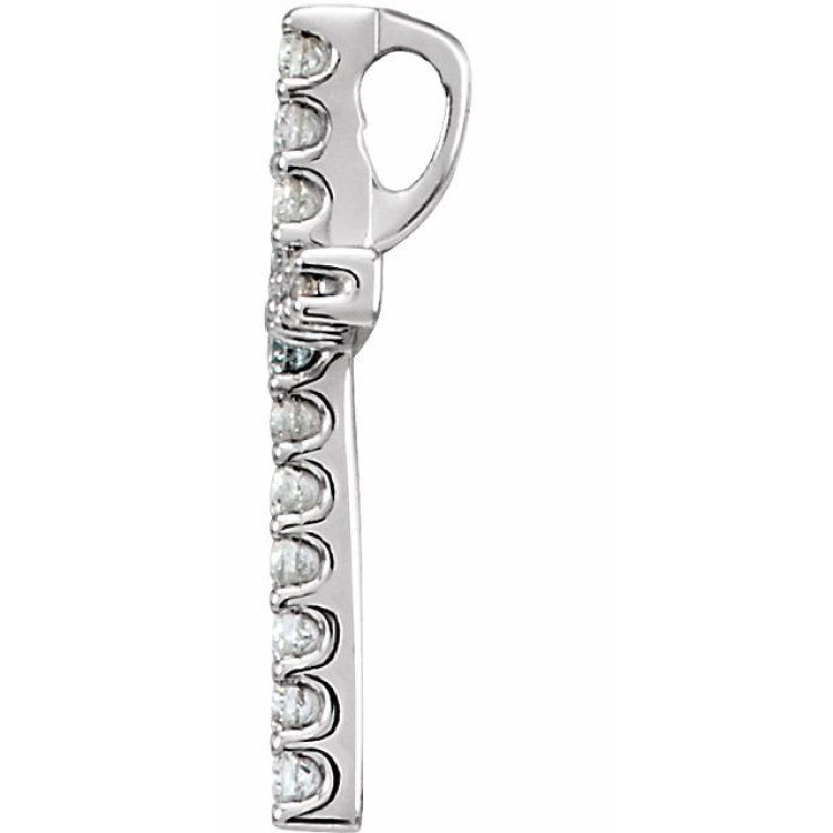 14K White .06 CTW Lab-Grown Diamond Petite Cross Pendant