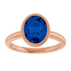 14K Rose Lab-Grown Blue Sapphire Ring