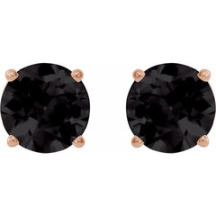 14K Rose 6 mm Natural Black Onyx Stud Earrings