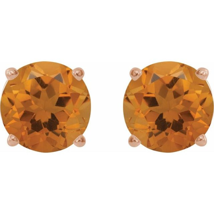 14K Rose 6 mm Natural Citrine Stud Earrings