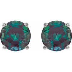 14K White 6 mm Lab-Grown Alexandrite Stud Earrings