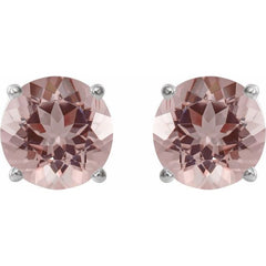 14K White 6 mm Natural Pink Morganite Stud Earrings