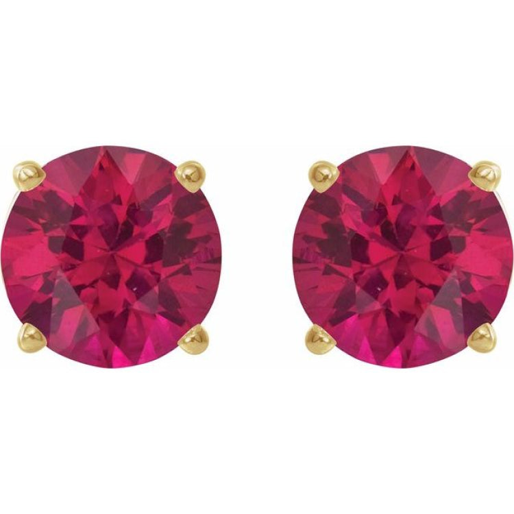14K Yellow 6 mm Lab-Grown Ruby Stud Earrings