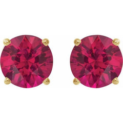 14K Yellow 6 mm Lab-Grown Ruby Stud Earrings