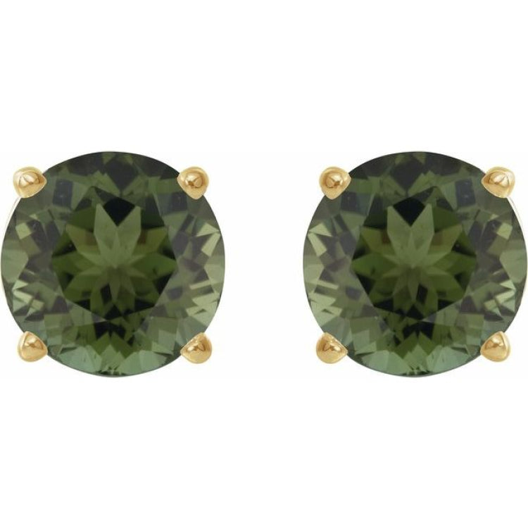 14K Yellow 6 mm Natural Green Tourmaline Stud Earrings