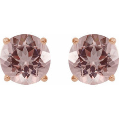 14K Rose 7 mm Natural Pink Morganite Stud Earrings