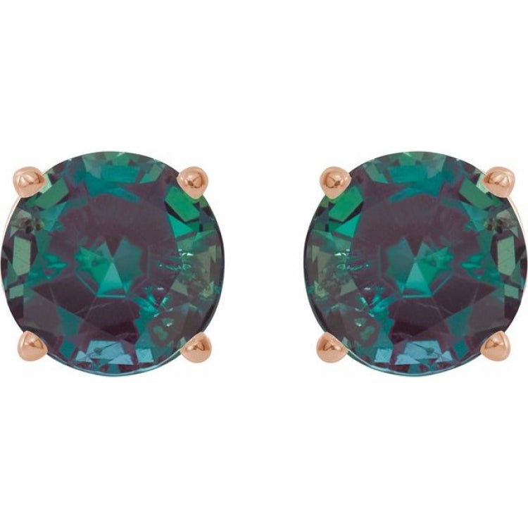 14K Rose 8 mm Lab-Grown Alexandrite Stud Earrings