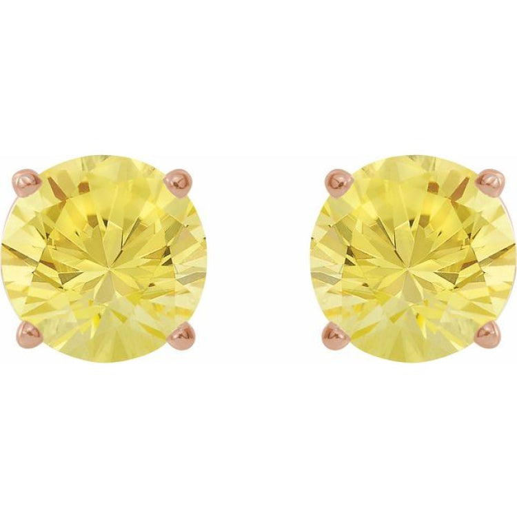 14K Rose 8 mm Lab-Grown Yellow Sapphire Stud Earrings