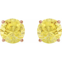 14K Rose 8 mm Lab-Grown Yellow Sapphire Stud Earrings