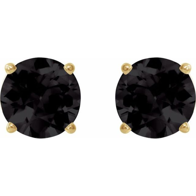 14K Yellow 8 mm Natural Black Onyx Stud Earrings