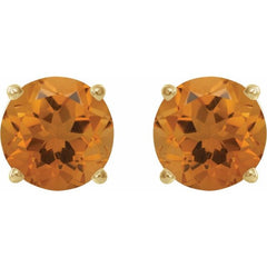 14K Yellow 8 mm Natural Citrine Stud Earrings