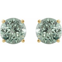 14K Yellow 8 mm Lab-Grown Green Sapphire Stud Earrings