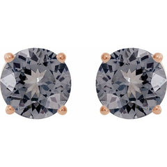 14K Rose 6 mm Natural Gray Spinel Stud Earrings