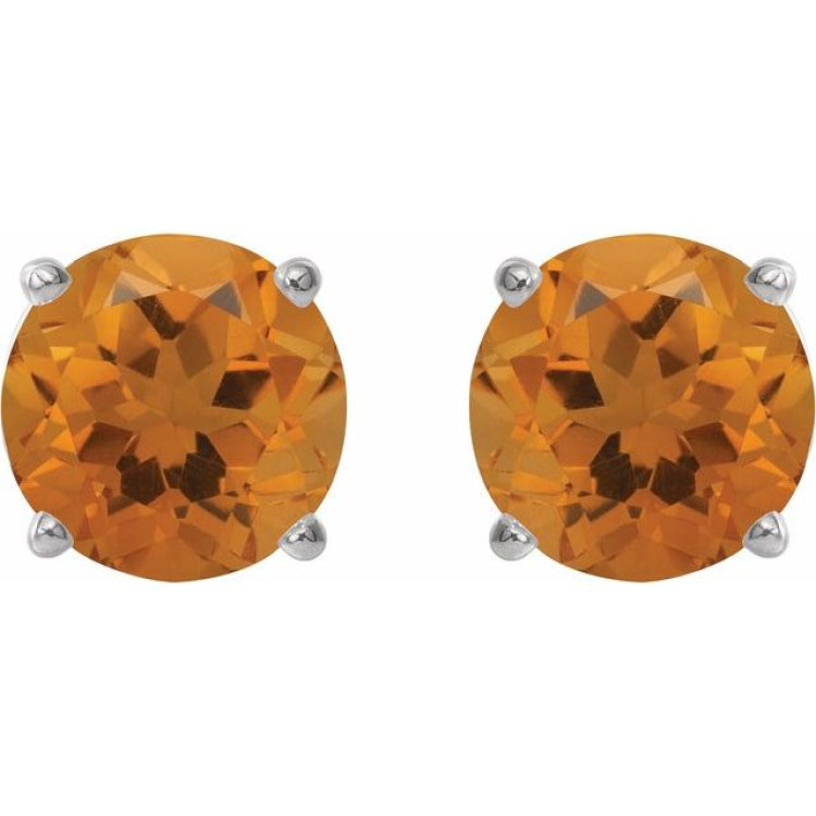 14K White 6 mm Natural Citrine Stud Earrings