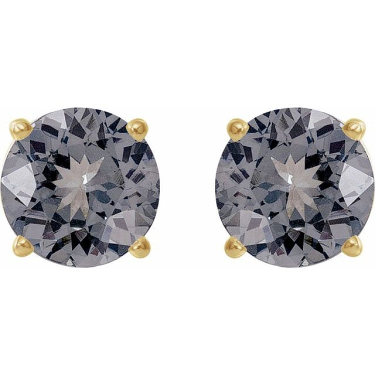 14K Yellow 6 mm Natural Gray Spinel Stud Earrings