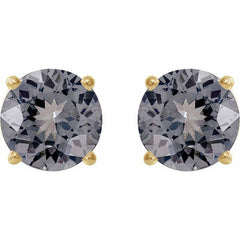 14K Yellow 6 mm Natural Gray Spinel Stud Earrings