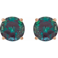 14K Rose 7 mm Lab-Grown Alexandrite Stud Earrings