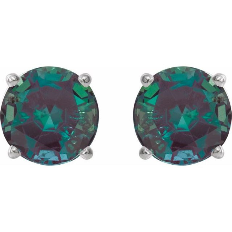 Sterling Silver 6 mm Lab-Grown Alexandrite Earrings