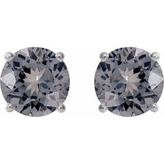 Sterling Silver 6 mm Natural Gray Spinel Stud Earrings