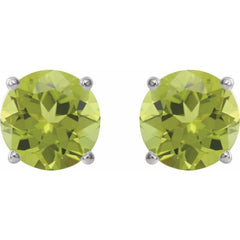 Platinum 7 mm Natural Peridot Stud Earrings