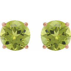 14K Rose 8 mm Natural Peridot Stud Earrings