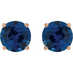 14K Rose 6 mm Lab-Grown Blue Sapphire Stud Earrings