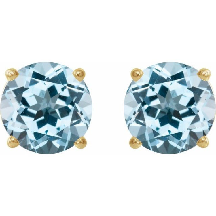 14K Yellow 6 mm Natural Sky Blue Topaz Stud Earrings