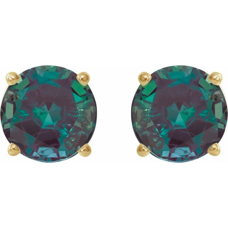 14K Yellow 7 mm Lab-Grown Alexandrite Stud Earrings