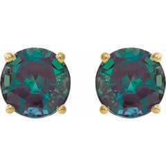 14K Yellow 7 mm Lab-Grown Alexandrite Stud Earrings