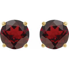 14K Yellow 7 mm Natural Mozambique Garnet Stud Earrings